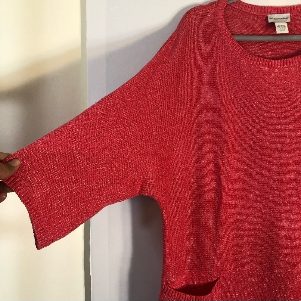 Soft Surroundings Pullover Women’s Pink Knit Tunic/Dress Pockets One Size - Picture 7 of 11